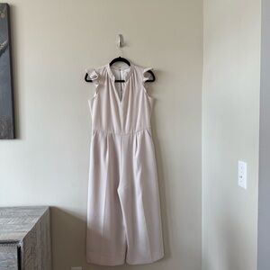 Le Château-Ruffle Detail Very Baby Pink/Eggshell Wife Leg Jumpsuit (Size:Medium)